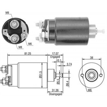 Contact solenoid demaror